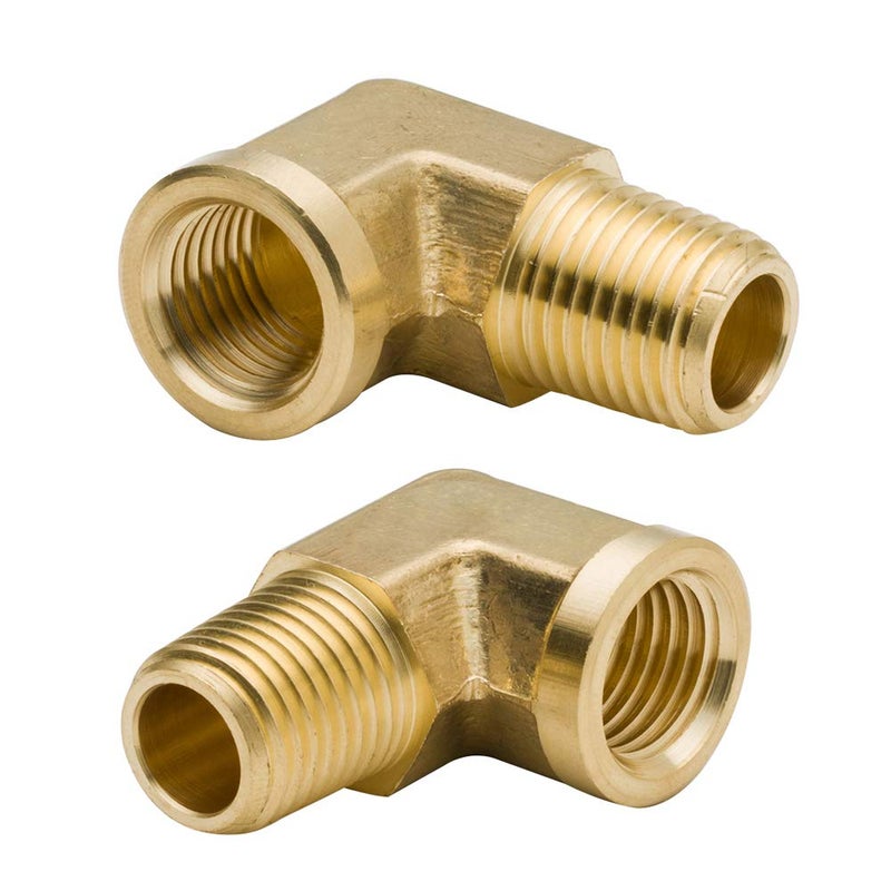 Legines 1/4 Inch Brass Street 90 Degree Elbow 1/4" NPT Male x 1/4" NPT Female Forged Pipe Fitting (Pack of 2) - Image 1